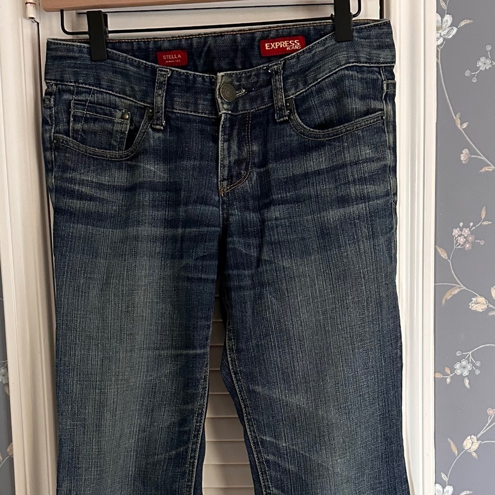 EXPRESS Stella Skinny Low Rise Medium Wash Blue Denim Jeans Women's Size 0 R